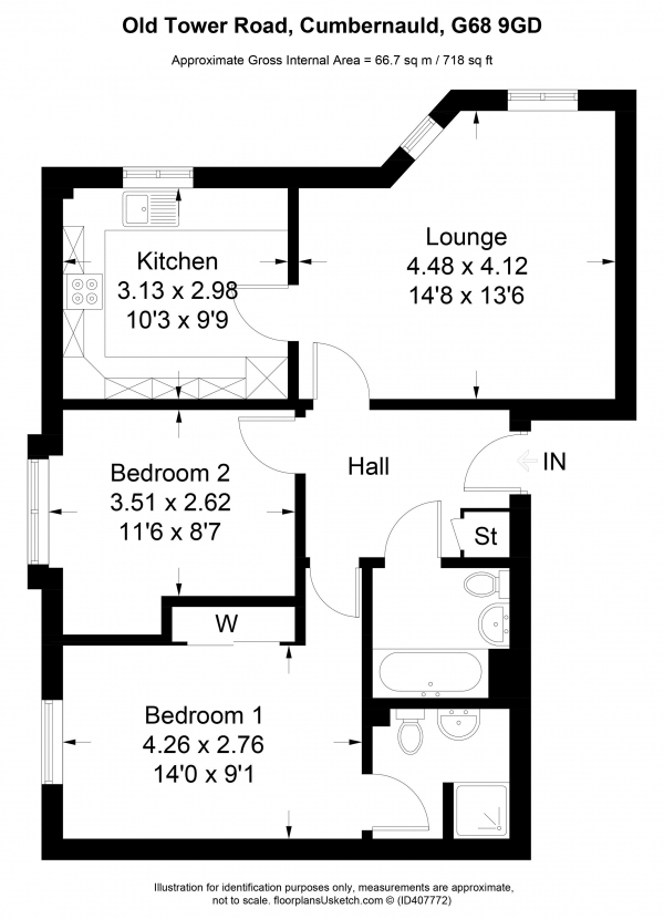 Floor Plan Image for 2 Bedroom Apartment for Sale in Old Tower Road, Smithstone, Cumbernauld, Glasgow