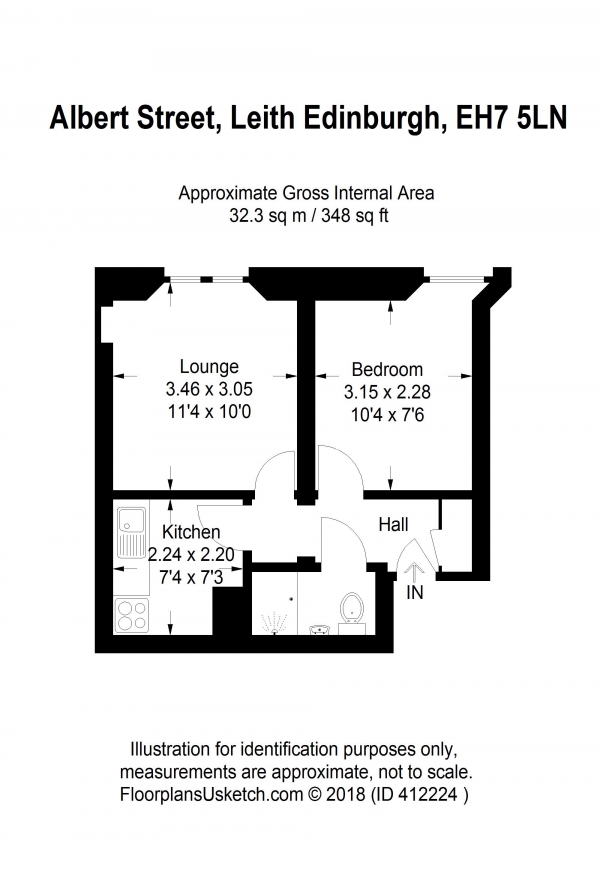 Floor Plan Image for 1 Bedroom Apartment for Sale in Albert Street, Edinburgh