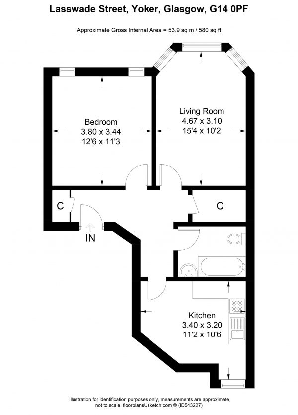 Floor Plan Image for 1 Bedroom Apartment for Sale in Lasswade Street, Glasgow