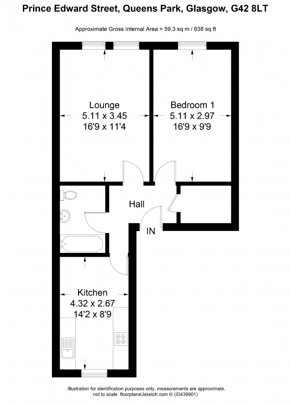 Floor Plan Image for 1 Bedroom Apartment for Sale in Prince Edward Street, Glasgow
