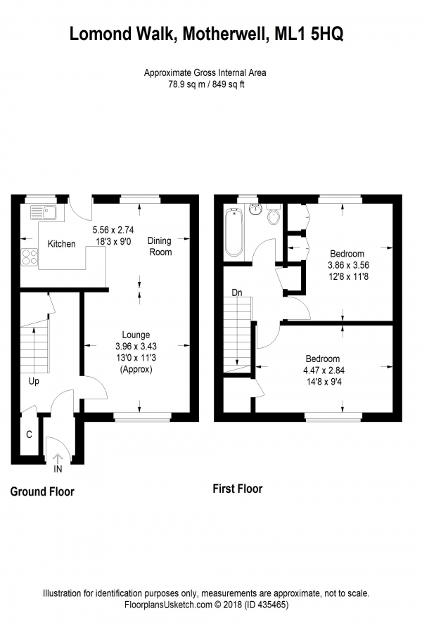 Floor Plan Image for 2 Bedroom Terraced House for Sale in Lomond Walk, Motherwell