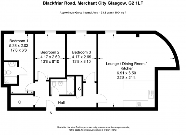 Floor Plan Image for 3 Bedroom Apartment for Sale in Blackfriars Road, Glasgow
