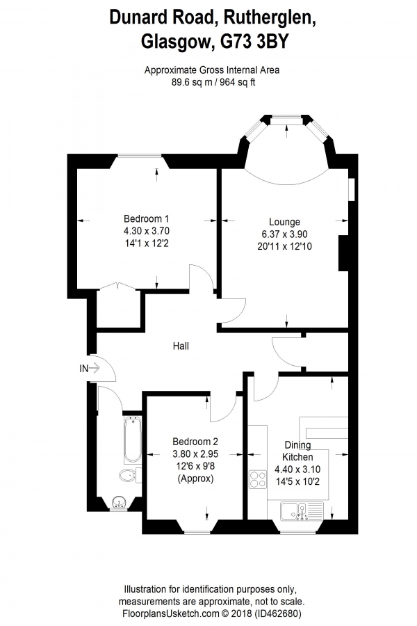 Floor Plan Image for 2 Bedroom Apartment for Sale in Dunard Road, Glasgow