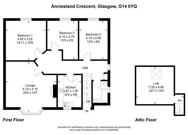 Floor Plan Image for 3 Bedroom Flat for Sale in Anniesland Crescent, Glasgow
