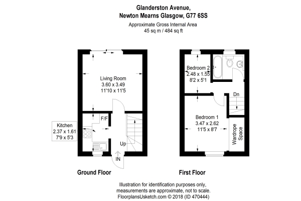 Floor Plan Image for 2 Bedroom Terraced House for Sale in Glanderston Avenue, Glasgow