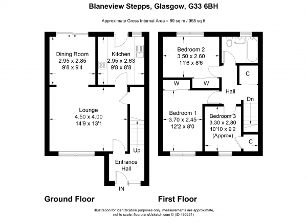 Floor Plan Image for 3 Bedroom Semi-Detached House for Sale in Blaneview, Glasgow