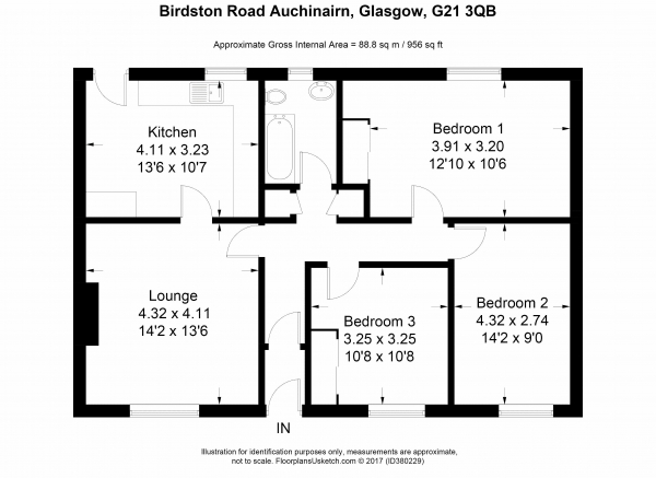 Floor Plan Image for 3 Bedroom Apartment for Sale in Birdston Road Auchinairn Glasgow G21 3QB