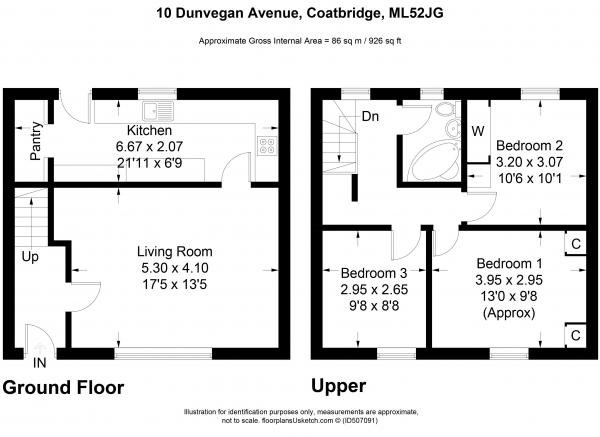 Floor Plan Image for 3 Bedroom Terraced House for Sale in Dunvegan Avenue, Coatbridge