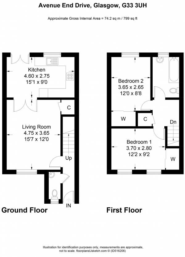 Floor Plan Image for 2 Bedroom Terraced House for Sale in Avenue End Drive, Glasgow