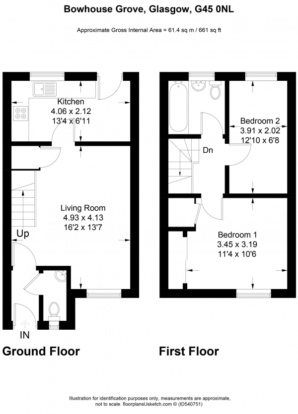 Floor Plan Image for 2 Bedroom Terraced House for Sale in Bowhouse Grove, Glasgow