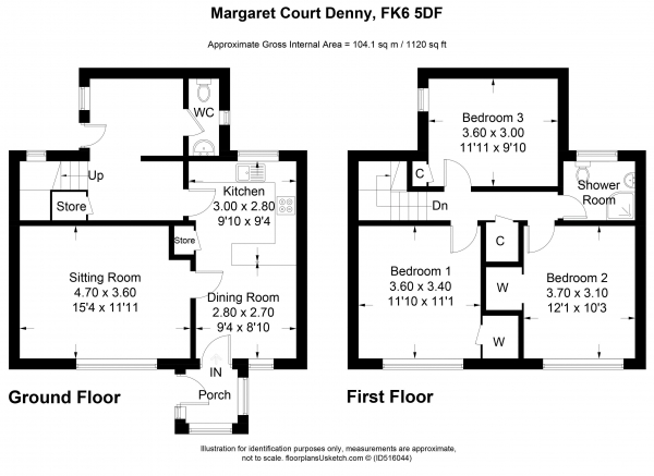 Floor Plan Image for 3 Bedroom Terraced House for Sale in Margaret Court, Denny