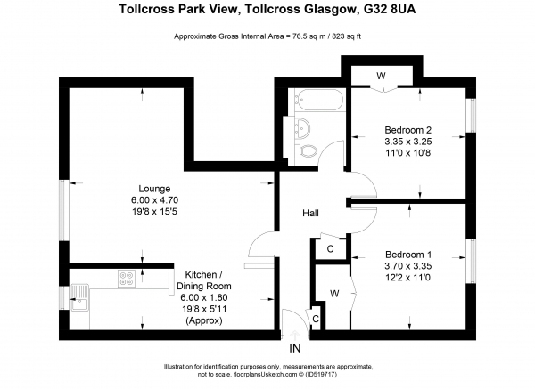 Floor Plan Image for 2 Bedroom Apartment for Sale in Tollcross Park View, Glasgow