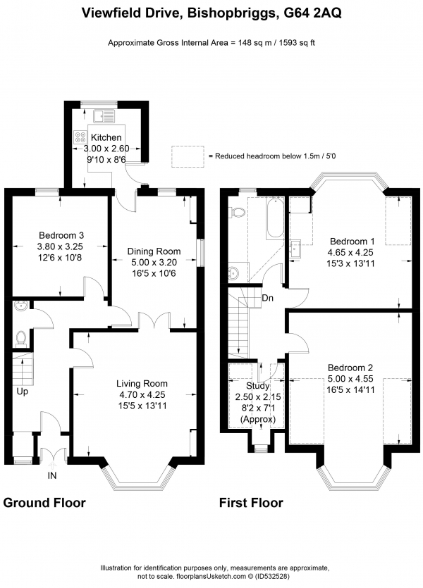 Floor Plan Image for 3 Bedroom Semi-Detached House for Sale in Viewfield Drive, Glasgow