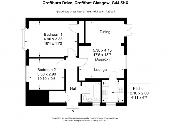 Floor Plan Image for 2 Bedroom Apartment for Sale in Croftburn Drive, Glasgow