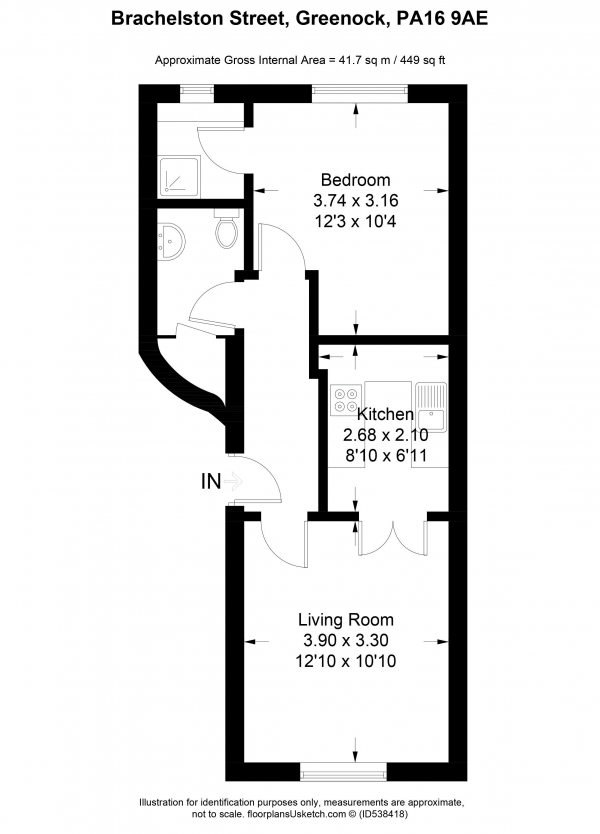 Floor Plan Image for 1 Bedroom Apartment for Sale in Brachelston Street, Greenock