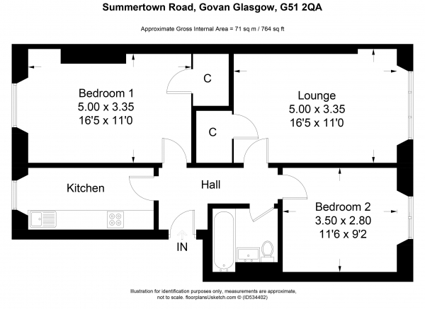 Floor Plan Image for 2 Bedroom Apartment for Sale in Summertown Road, Glasgow