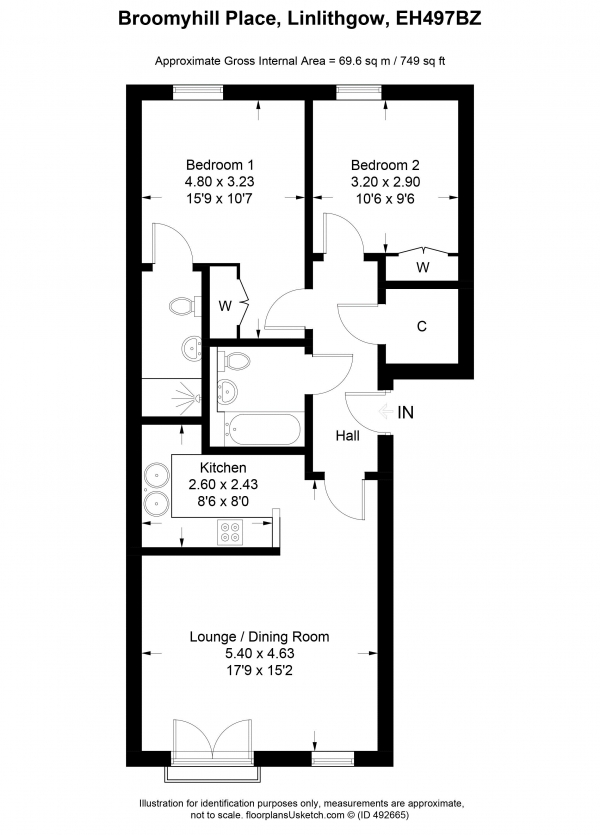 Floor Plan Image for 2 Bedroom Apartment for Sale in Broomyhill Place, Linlithgow