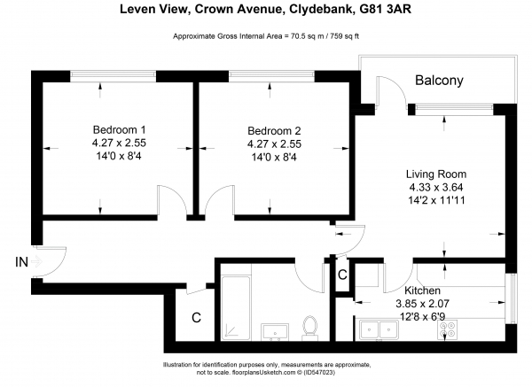 Floor Plan Image for 2 Bedroom Apartment for Sale in Crown Avenue, Clydebank