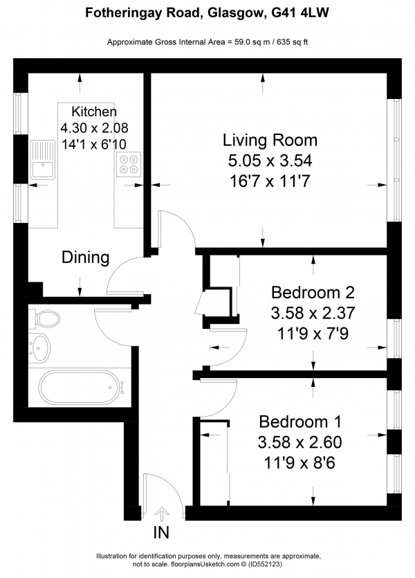 Floor Plan Image for 2 Bedroom Apartment for Sale in Fotheringay Road, Glasgow