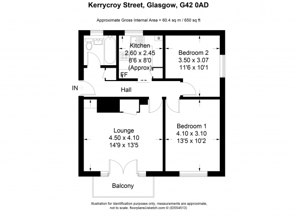 Floor Plan Image for 2 Bedroom Apartment for Sale in Kerrycroy Street, Glasgow