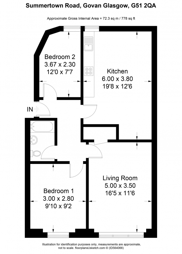 Floor Plan Image for 2 Bedroom Apartment for Sale in Summertown Road, Glasgow