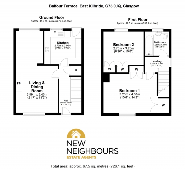 Floor Plan Image for 2 Bedroom Terraced House for Sale in Balfour Terrace, East Kilbride Glasgow