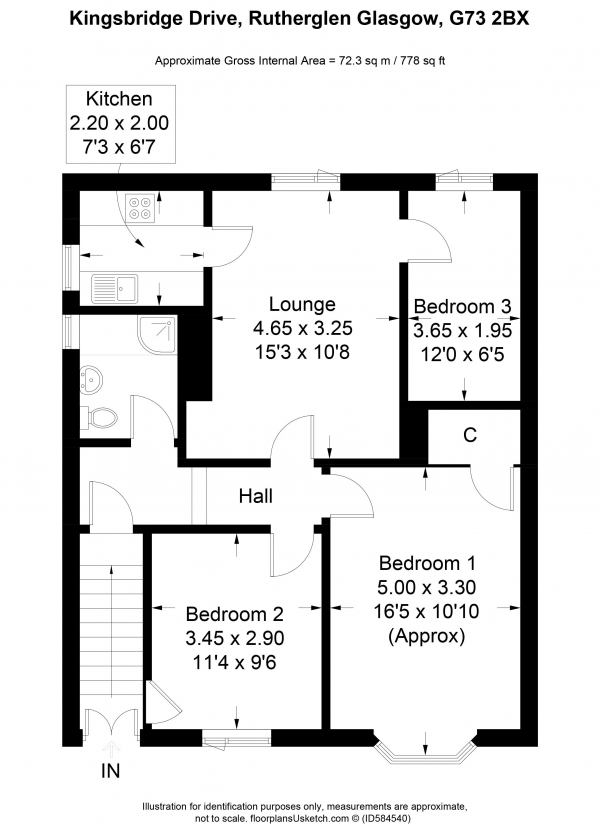 Floor Plan Image for 3 Bedroom Apartment for Sale in Kingsbridge Drive, Glasgow