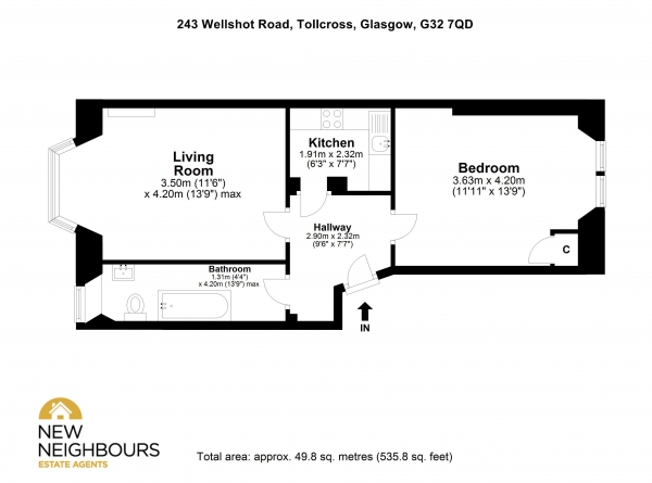 Floor Plan Image for 1 Bedroom Apartment for Sale in Wellshot Road, Glasgow