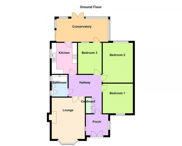 Floor Plan for 3 Bedroom Bungalow for Sale in Mountford Crescent, Aldridge, Aldridge, WS9, 8LD -  &pound320,000