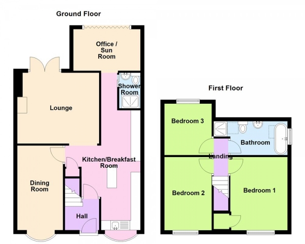 Floor Plan Image for 3 Bedroom Semi-Detached House for Sale in Whetstone Lane, Aldridge. WS9 0RU