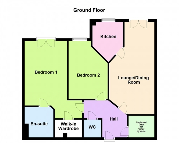 Floor Plan for 2 Bedroom Retirement Property for Sale in Kilhendre Court, Broadway North, Walsall, WS1 2QJ, WS1, 2QJ - OIRO &pound170,000