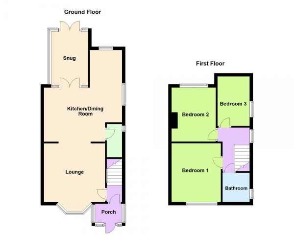 Floor Plan for 3 Bedroom Semi-Detached House for Sale in Station Road, Aldridge, WS9 0BL, Aldridge, WS9, 0BL - OIRO &pound285,000