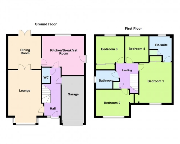 Floor Plan for 4 Bedroom Detached House for Sale in Magnolia Drive, Walsall, WS5, 4SP -  &pound325,000