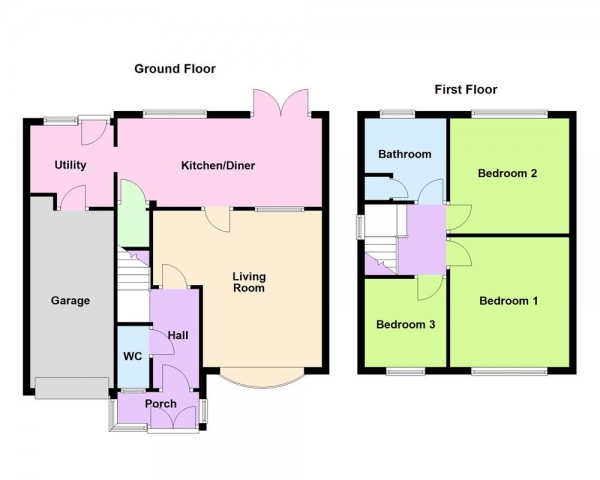 Floor Plan Image for 3 Bedroom Link Detached House for Sale in Buchanan Close, Walsall, WS4 2EQ