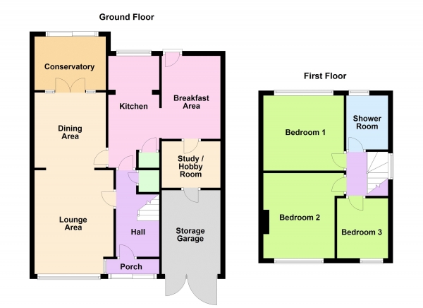 Floor Plan for 3 Bedroom Semi-Detached House for Sale in Hillside Crescent, Pelsall, WS3 4JL, Pelsall, WS3, 4JL - Offers in Excess of &pound285,000