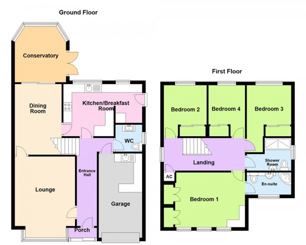 Floor Plan for 4 Bedroom Detached House for Sale in St. Catharines Close, Walsall, WS1 3TE, Walsall, WS1, 3TE - OIRO &pound470,000