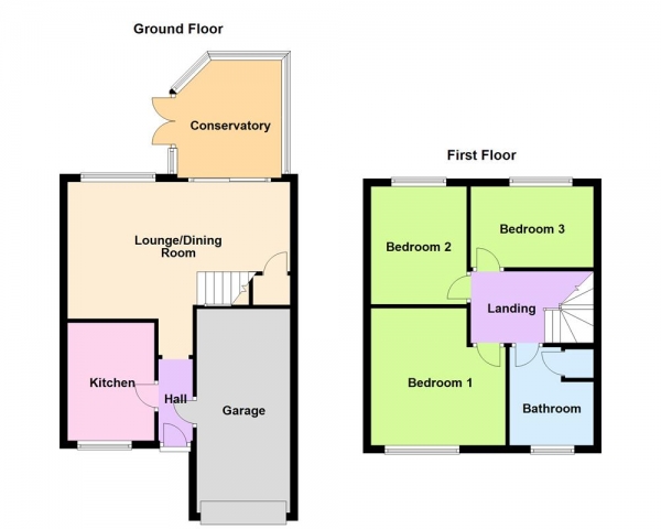 Floor Plan Image for 3 Bedroom End of Terrace House for Sale in Wetherby Road, Turnberry Estate, Bloxwich, WS3 3XX