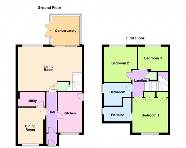Floor Plan for 3 Bedroom Detached House for Sale in Enville Close, Turnberry, Bloxwich, WS3 3TT, Turnberry Estate, WS3, 3TT - OIRO &pound280,000