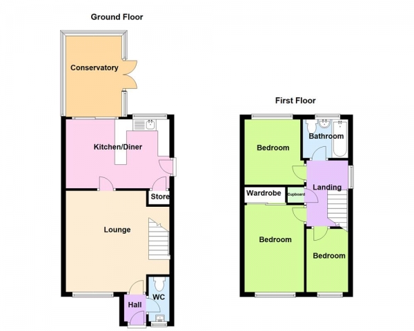 Floor Plan Image for 3 Bedroom End of Terrace House for Sale in Gleneagles Road, Turnberry Estate, Walsall, WS3 3UH