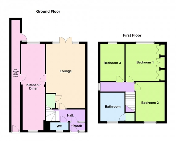 Floor Plan Image for 3 Bedroom Semi-Detached House for Sale in Marshall Close, Aldridge, WS9 0HQ