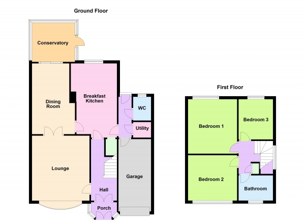 Floor Plan Image for 3 Bedroom Detached House for Sale in Stoney Lane, Bloxwich, Walsall, WS3 3RE