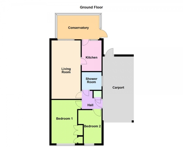 Floor Plan for 2 Bedroom Bungalow for Sale in Rischale Way, Rushall, WS4 1EZ, Rushall, WS4, 1EZ - OIRO &pound215,000