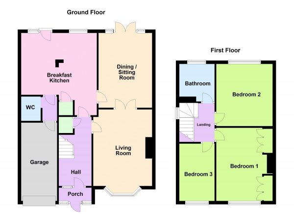 Floor Plan Image for 3 Bedroom Semi-Detached House for Sale in Whetstone Lane, Aldridge, WS9 0EU