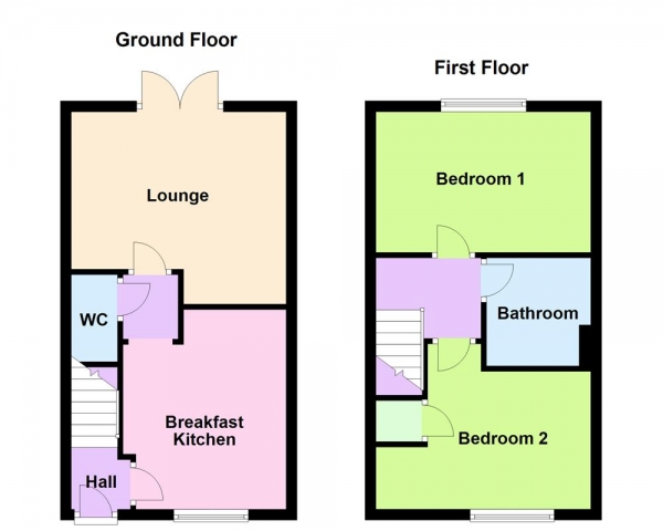 Floor Plan for 2 Bedroom Semi-Detached House for Sale in Grebe Drive, Bloxwich, Walsall, WS3 1EF, WS3, 1EF - OIRO &pound187,500