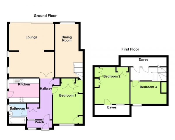 Floor Plan for 3 Bedroom Semi-Detached Bungalow for Sale in Birchcroft, Aldridge. WS9 8LB, Aldridge, WS9, 8LB - OIRO &pound360,000