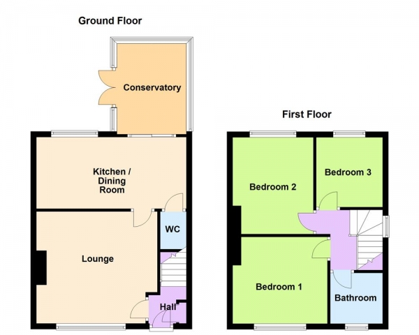 Floor Plan Image for 3 Bedroom Semi-Detached House for Sale in Hawthorne Road, Delves, Walsall, WS5 4NB