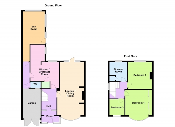 Floor Plan Image for 3 Bedroom Semi-Detached House for Sale in Field Road, Bloxwich, Walsall, WS3 3NB