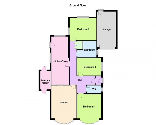 Floor Plan for 3 Bedroom Bungalow for Sale in Stonnall Road, Aldridge, WS9 8JZ, Aldridge, WS9, 8JZ - OIRO &pound399,950