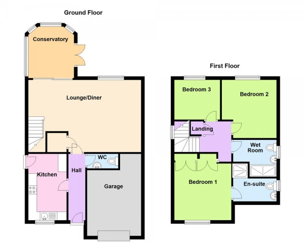 Floor Plan Image for 3 Bedroom Detached House for Sale in Aldeburgh Close, Bloxwich. WS3 3TU