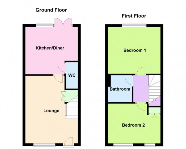 Floor Plan Image for 2 Bedroom Terraced House for Sale in Oldhall Road, Walsall, WS3 1FD